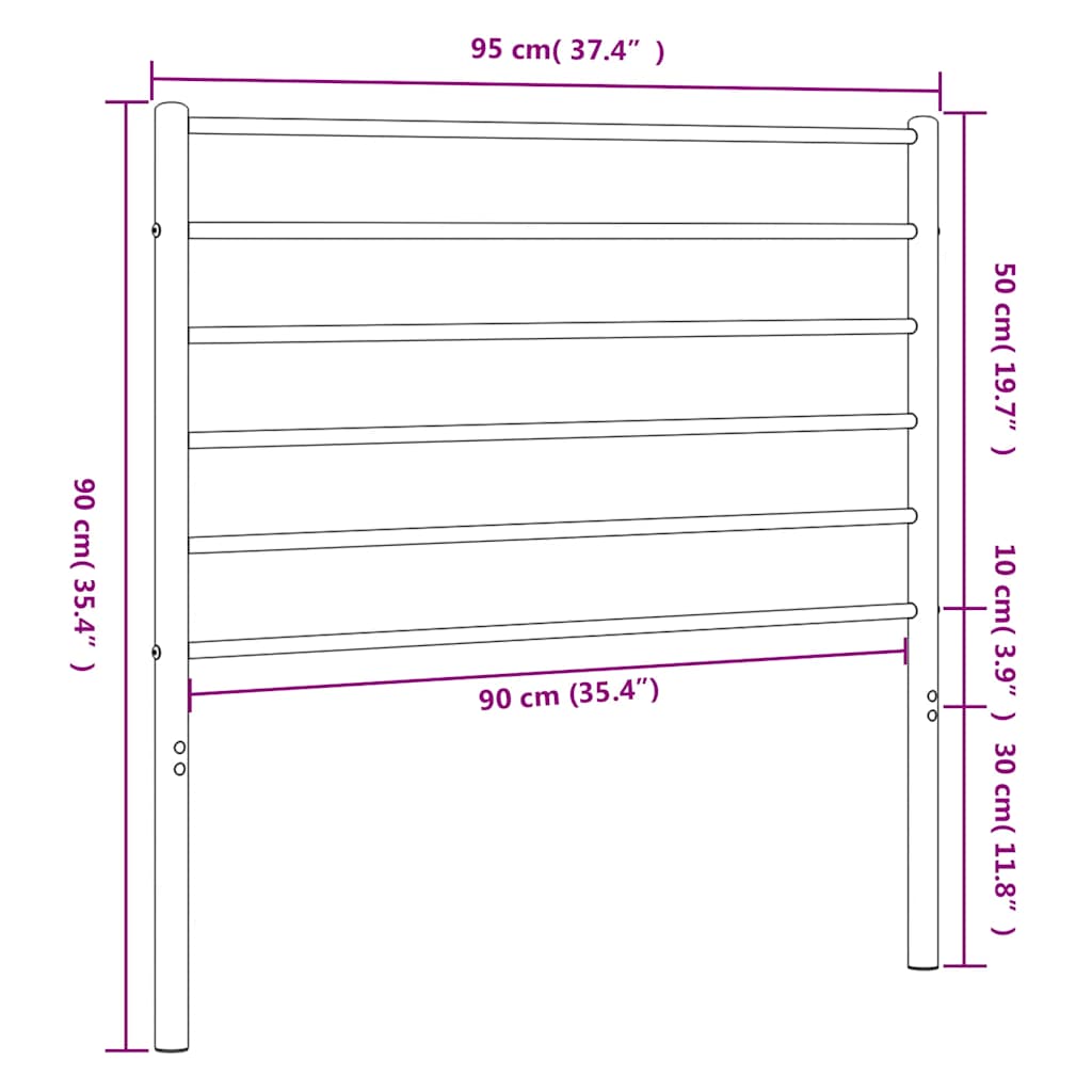 Metalno zamjensko uzglavlje crno 90 cm