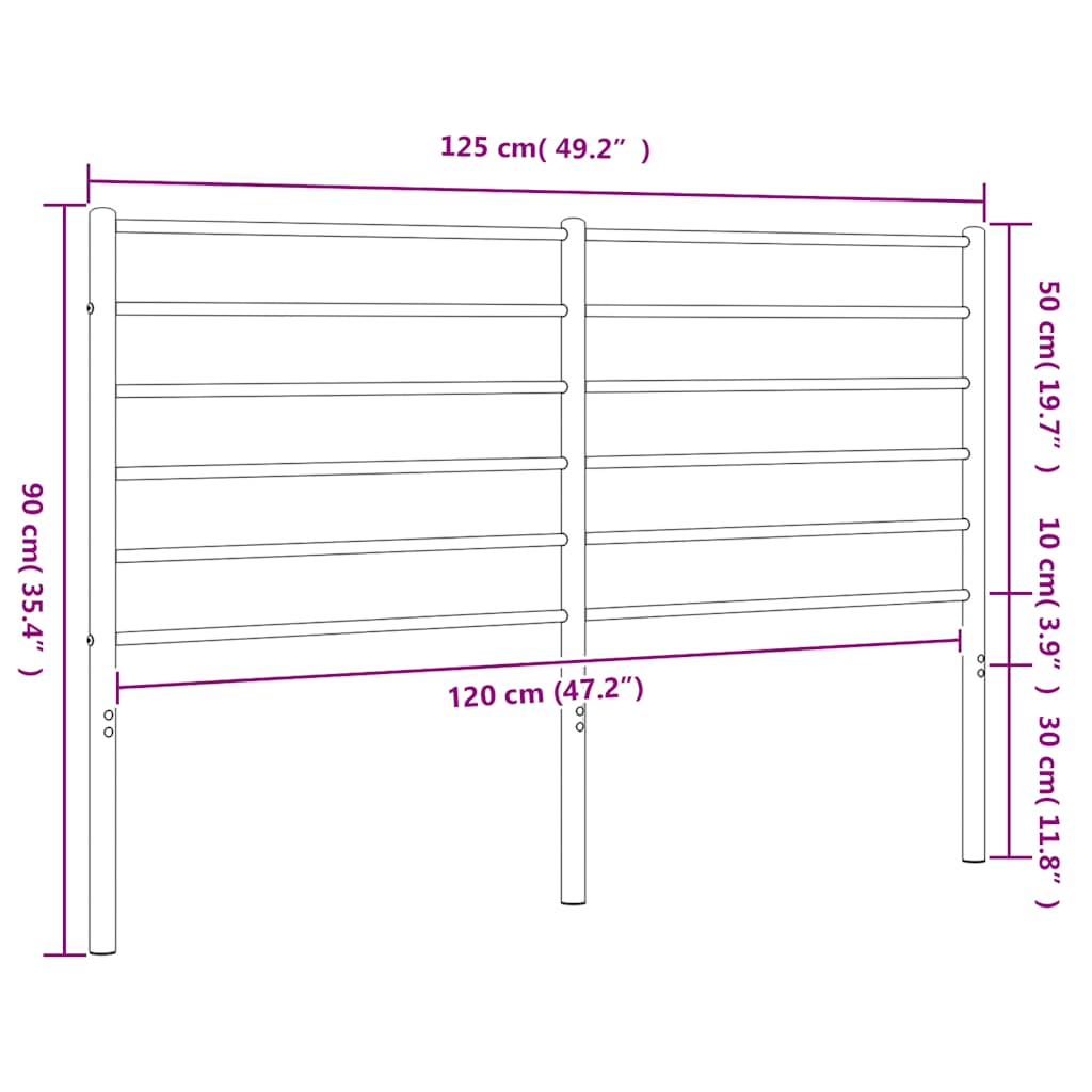 Metalno zamjensko uzglavlje crno 120 cm