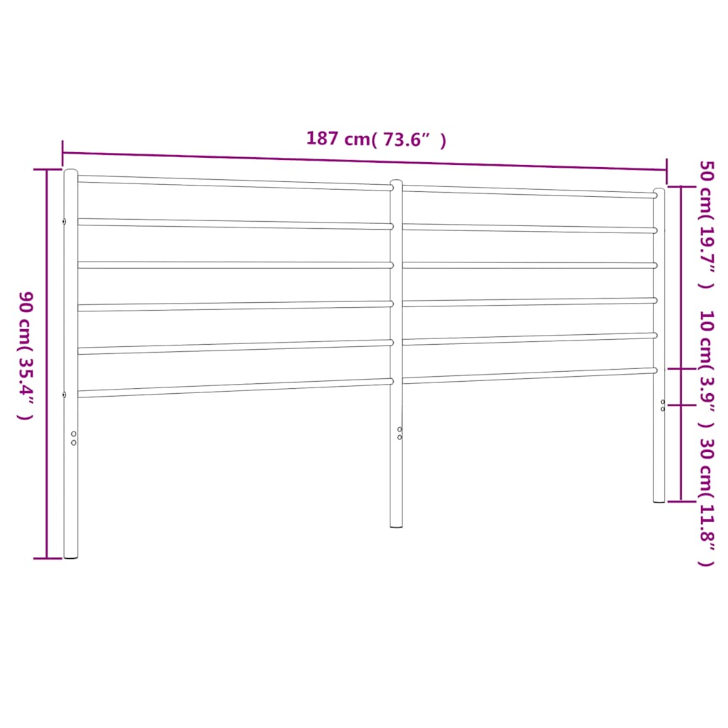 Metalno zamjensko uzglavlje crno 180 cm