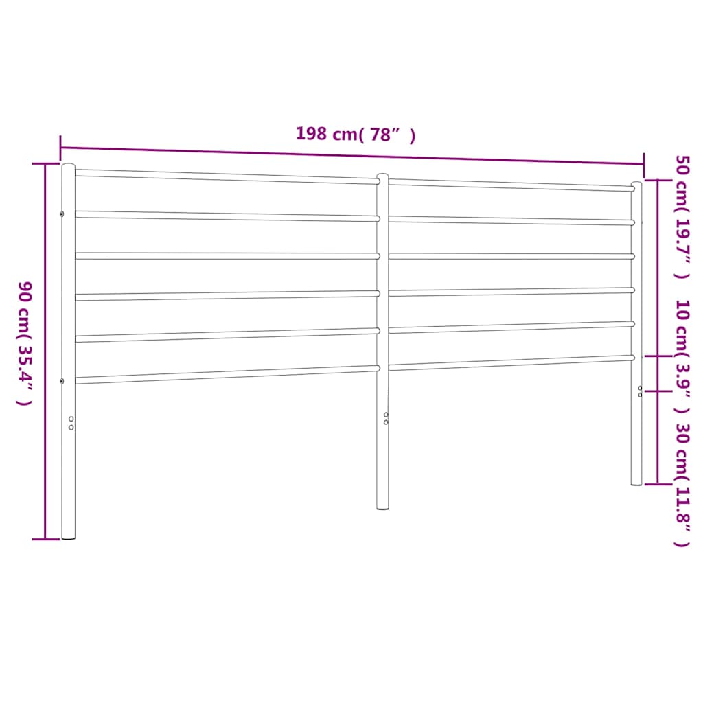 Metalno zamjensko uzglavlje crno 193 cm