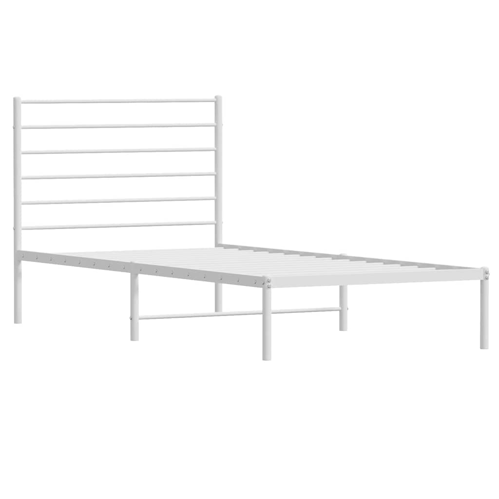 Metalni okvir krevet bez madraca s uzglavljem bijeli 75x190 cm