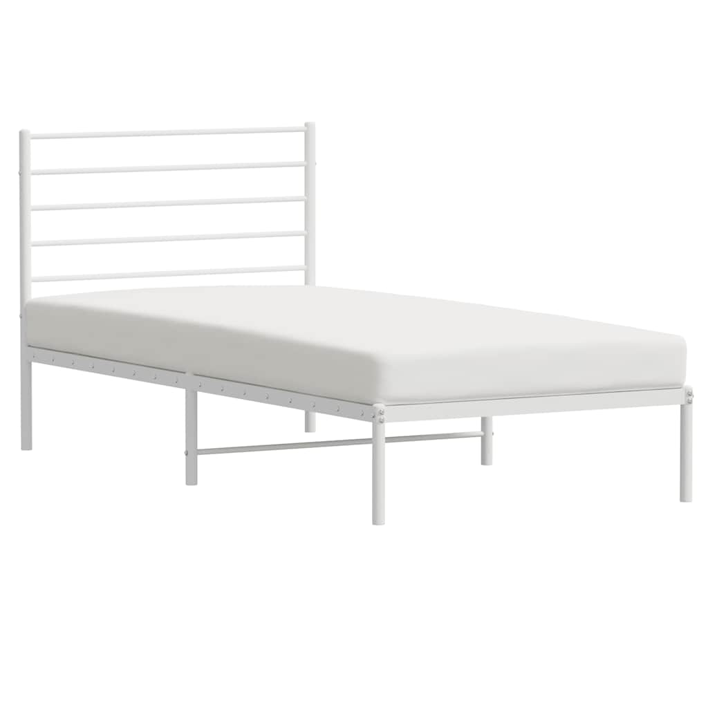 Metalni okvir krevet bez madraca s uzglavljem bijeli 75x190 cm