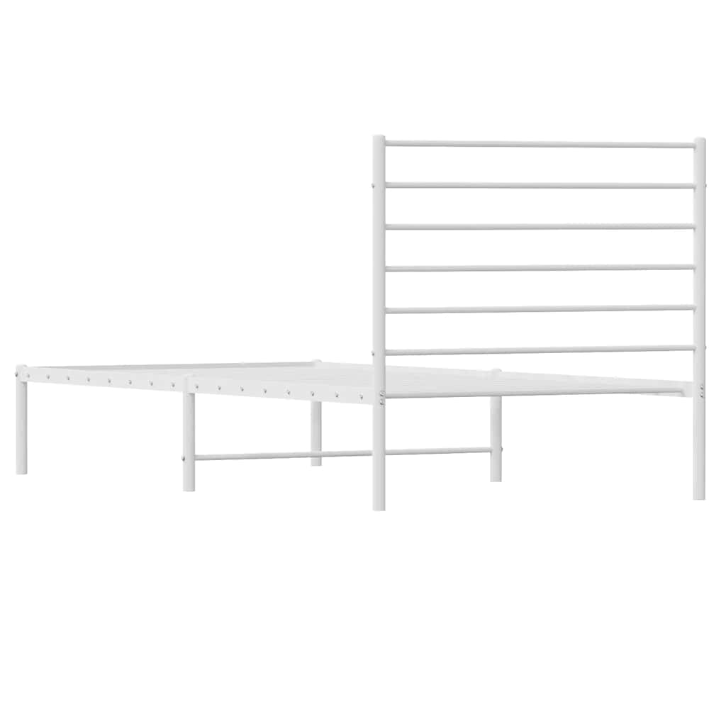 Metalni okvir za krevet s uzglavljem bijeli 90x200 cm