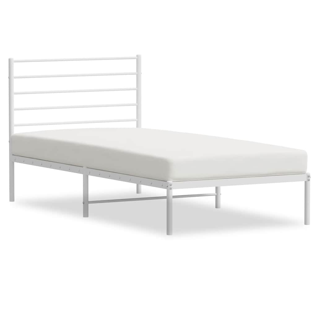 Metalni okvir za krevet s uzglavljem bijeli 100x190 cm