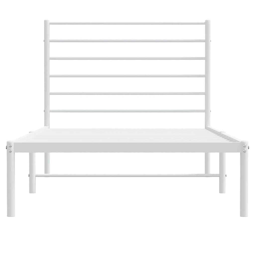 Metalni okvir za krevet s uzglavljem bijeli 100x190 cm
