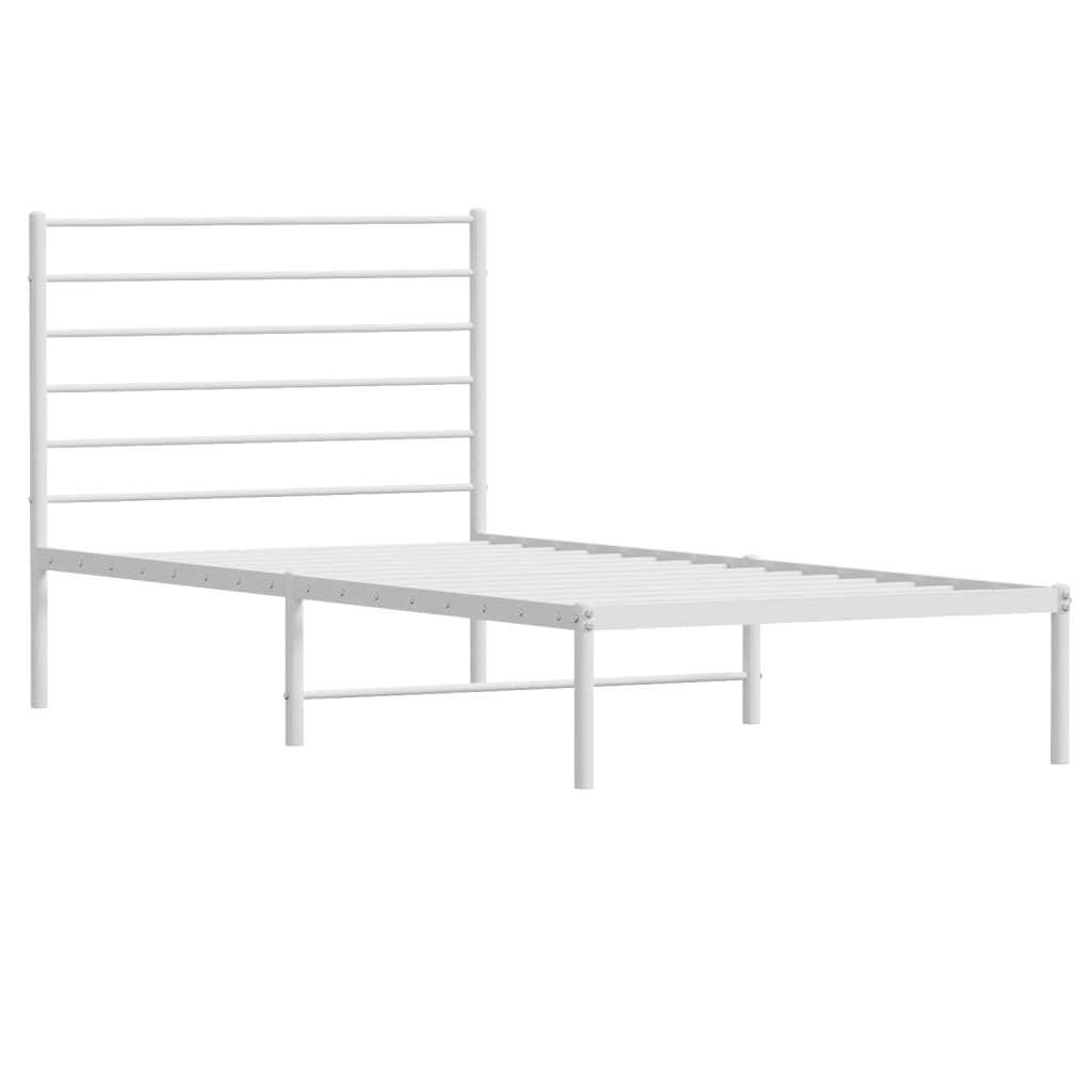 Metalni okvir za krevet s uzglavljem bijeli 107x203 cm