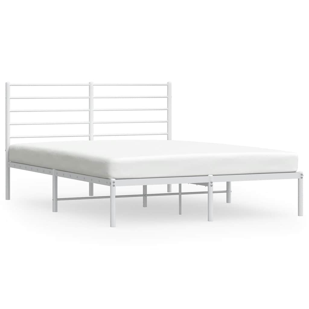 Metalni okvir za krevet s uzglavljem bijeli 120 x 190 cm
