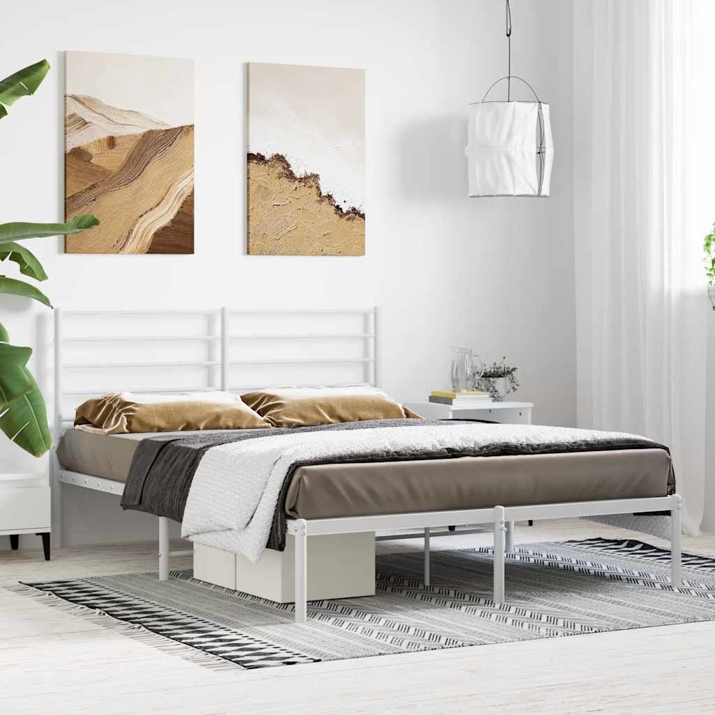 Metalni okvir za krevet s uzglavljem bijeli 120 x 190 cm