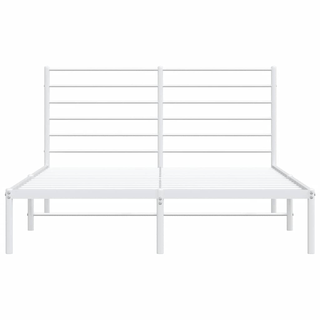 Metalni okvir za krevet s uzglavljem bijeli 135x190 cm