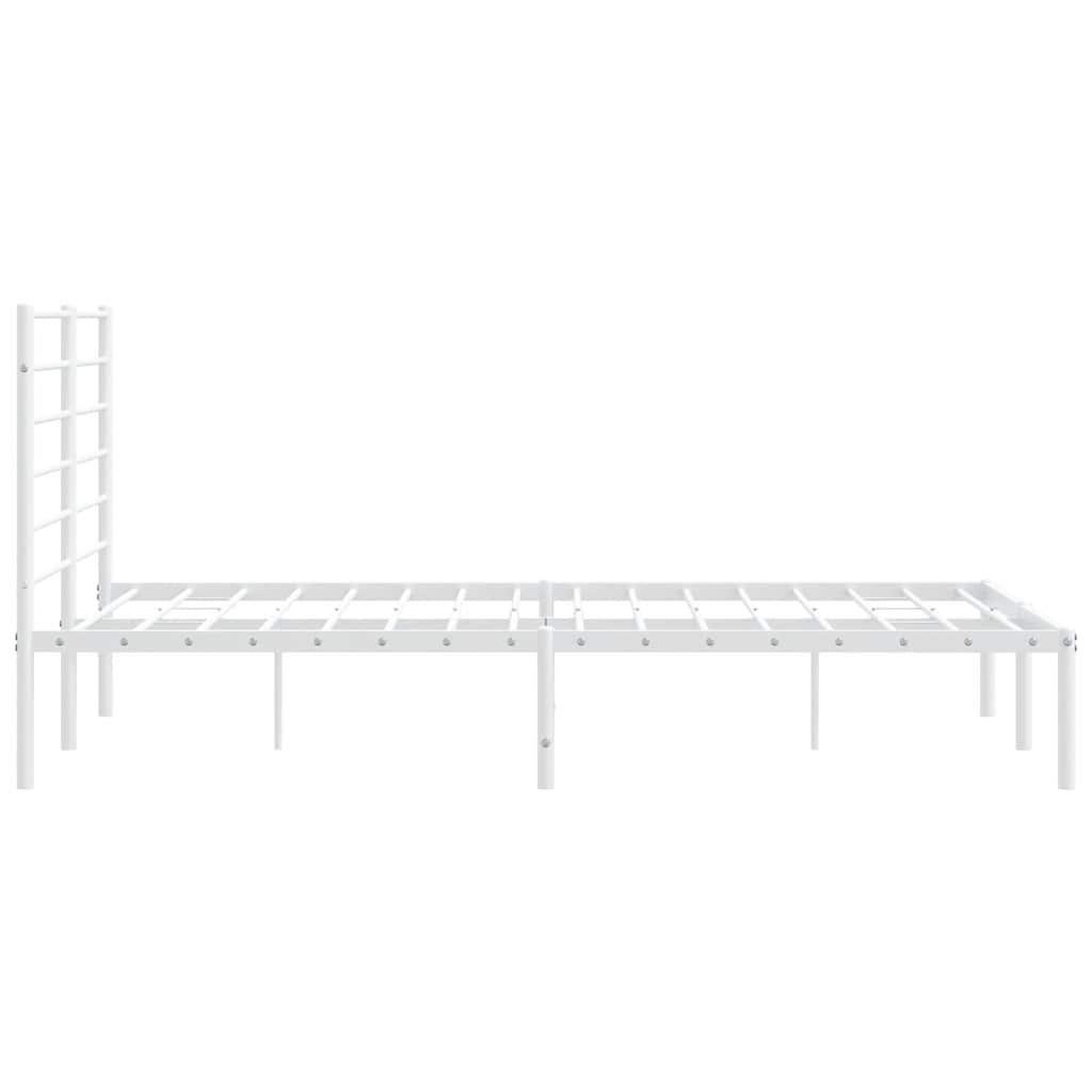 Metalni okvir za krevet s uzglavljem bijeli 150x200 cm
