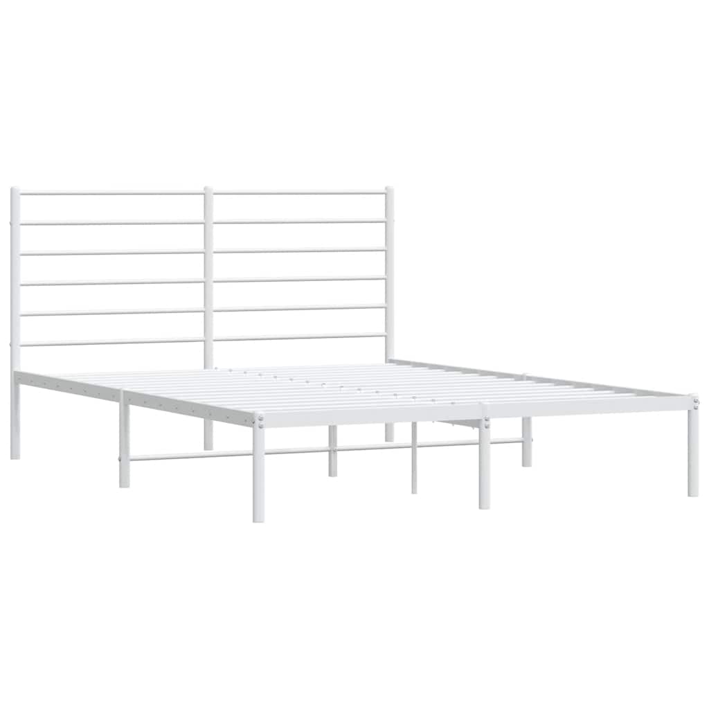 Metalni okvir za krevet s uzglavljem bijeli 160x200 cm