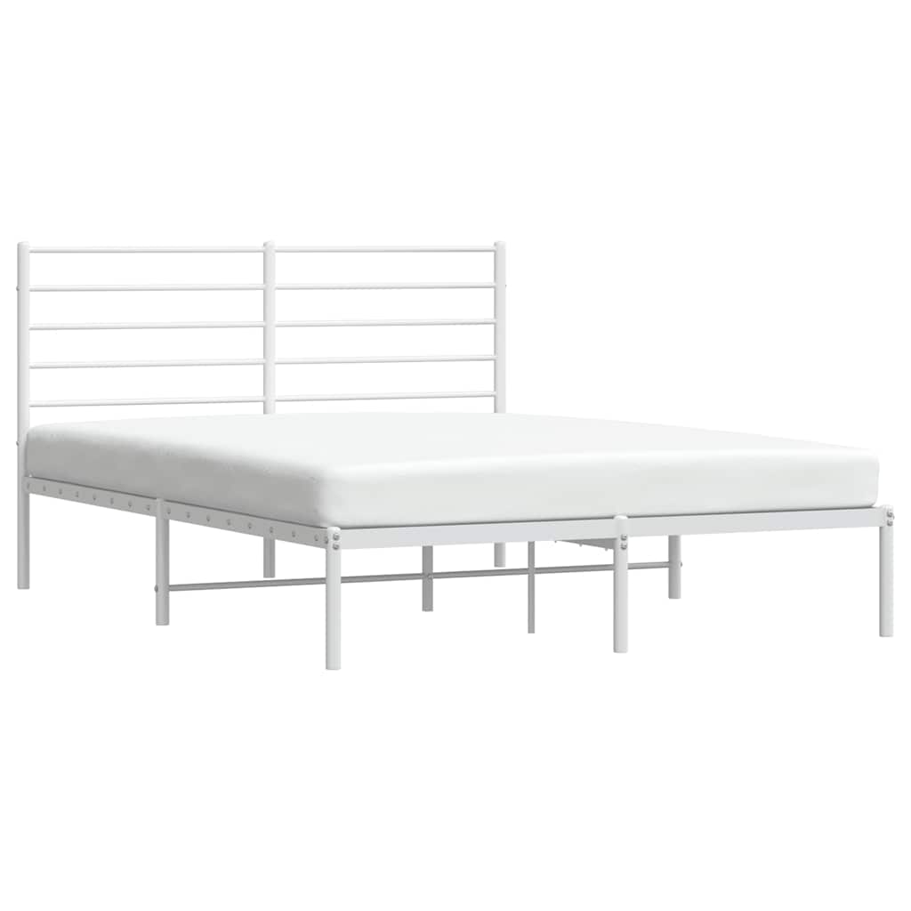 Metalni okvir za krevet s uzglavljem bijeli 160x200 cm
