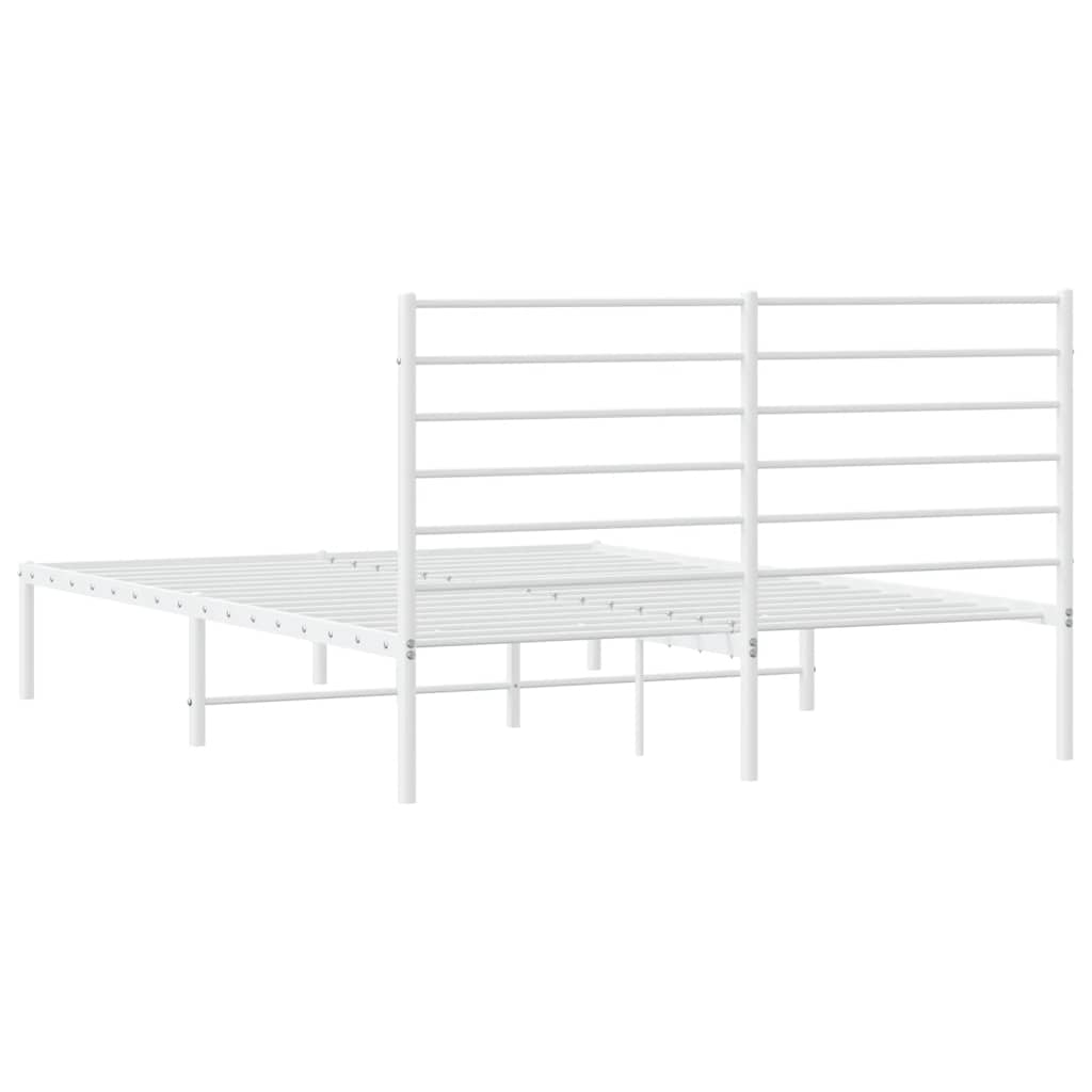Metalni okvir za krevet s uzglavljem bijeli 160x200 cm