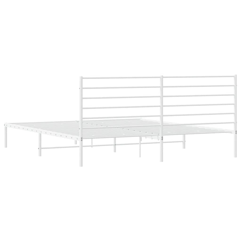 Metalni okvir za krevet s uzglavljem bijeli 180x200 cm