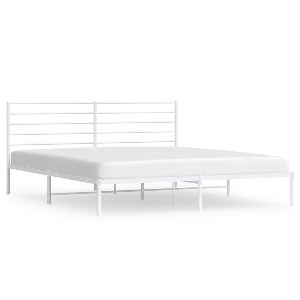 Metalni okvir za krevet s uzglavljem bijeli 183x213 cm