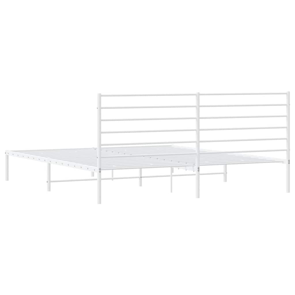 Metalni okvir za krevet s uzglavljem bijeli 183x213 cm