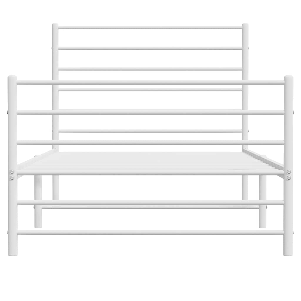 Metalni okvir kreveta uzglavlje i podnožje bijeli 90x190 cm