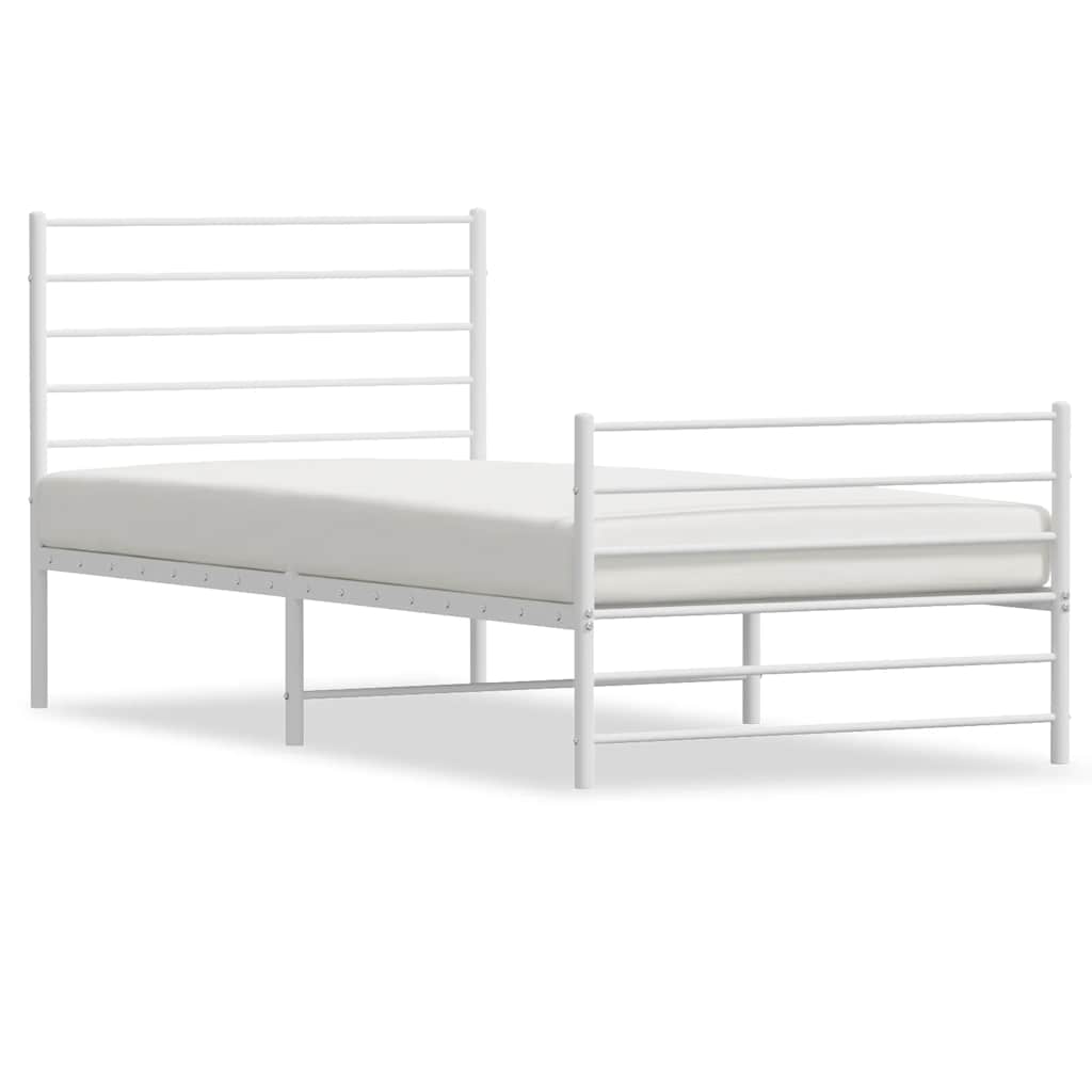 Metalni okvir kreveta uzglavlje i podnožje bijeli 100x200 cm