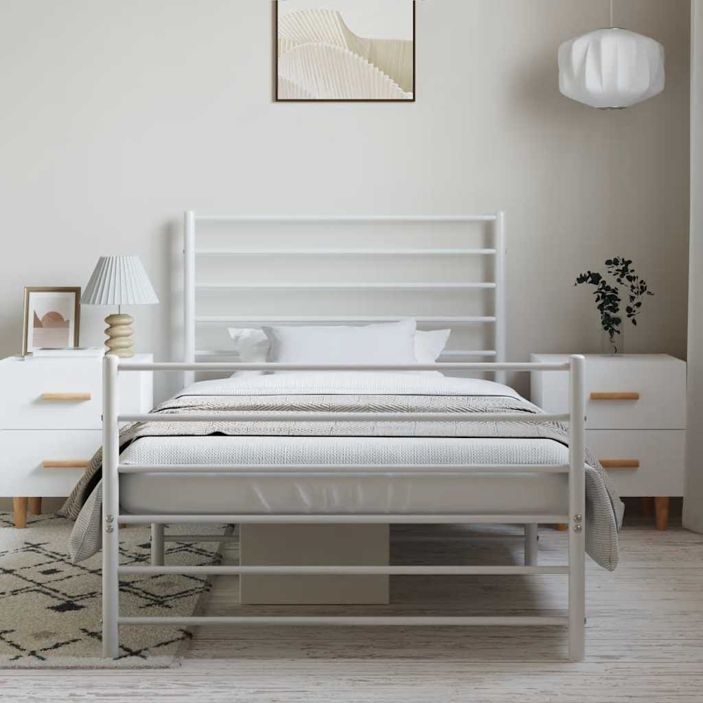 Metalni okvir kreveta uzglavlje i podnožje bijeli 100x200 cm