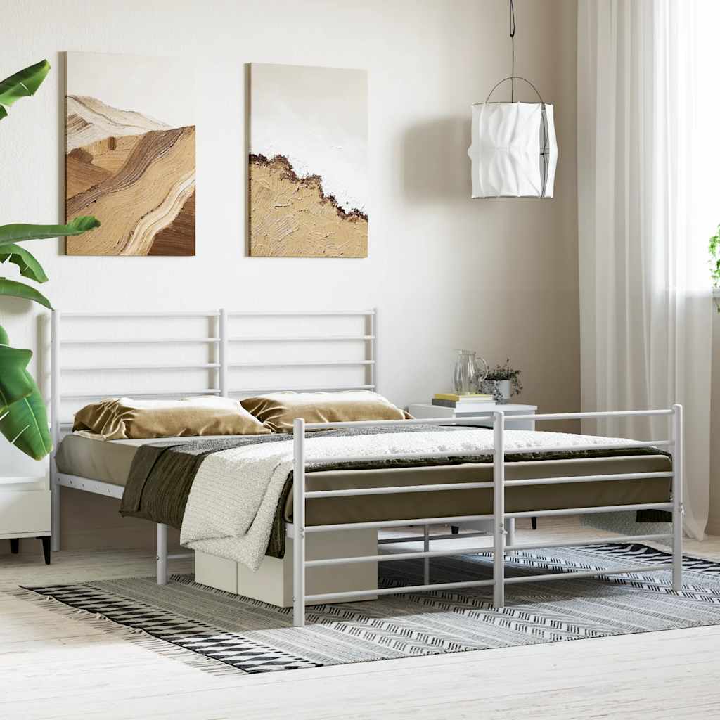 Metalni okvir kreveta uzglavlje i podnožje bijeli 120x190 cm