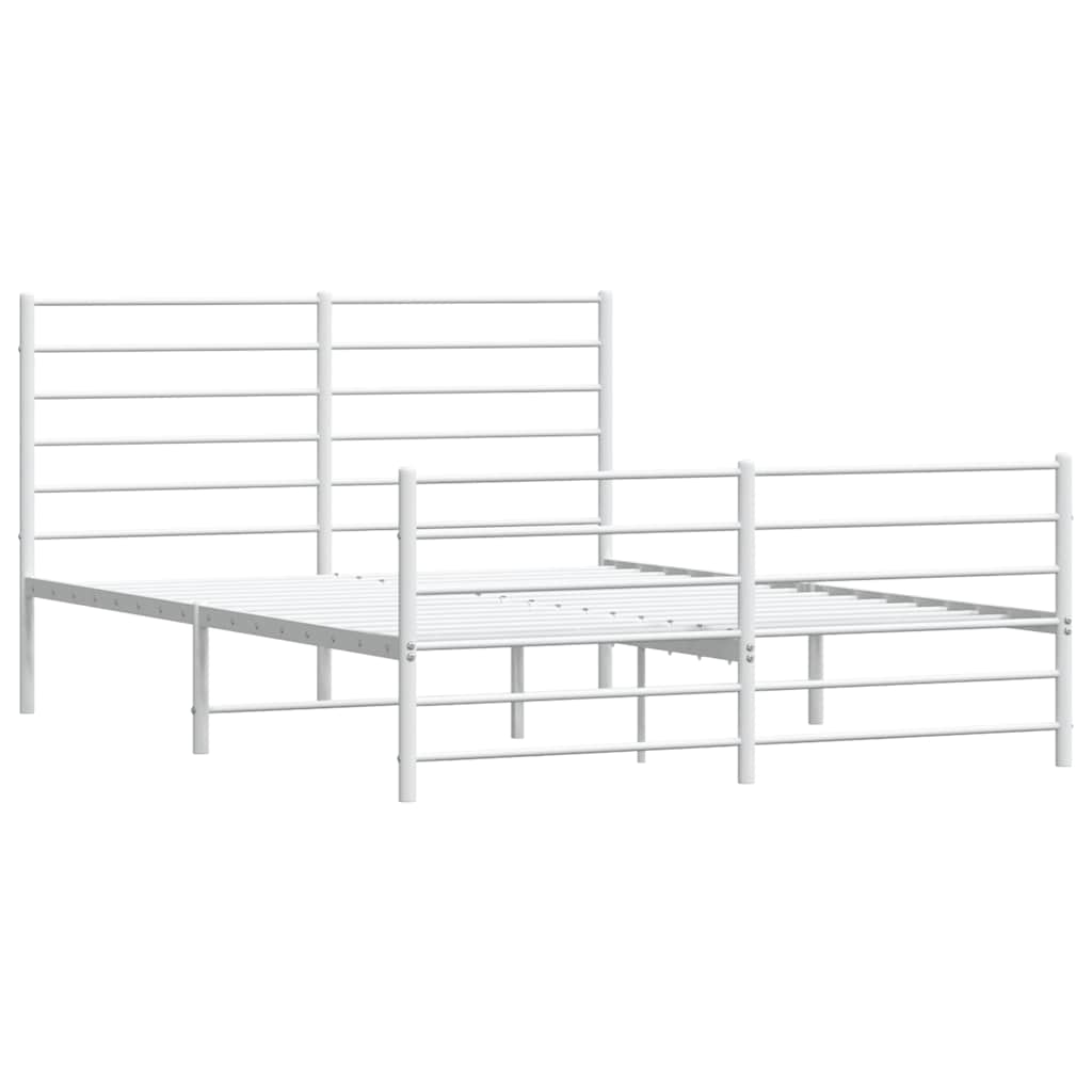 Metalni okvir kreveta uzglavlje i podnožje bijeli 140 x 190 cm