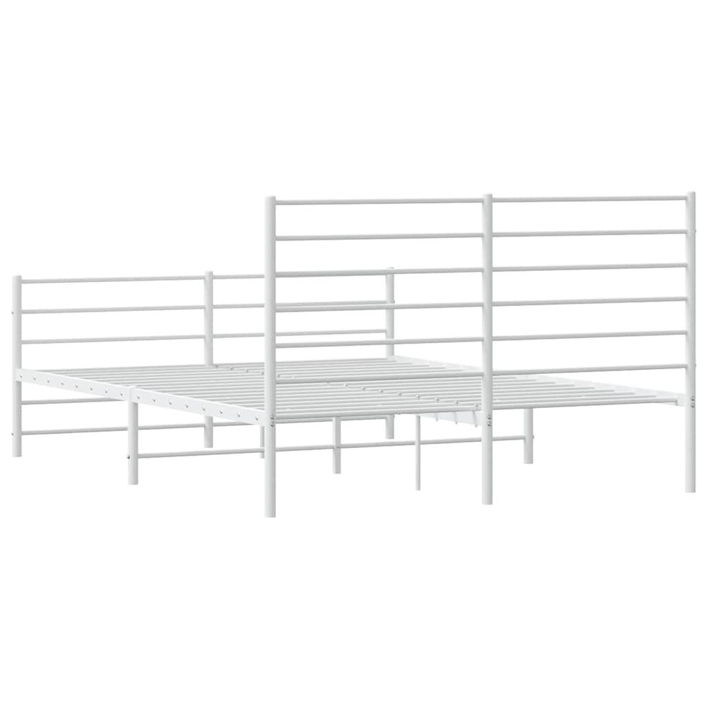 Metalni okvir kreveta uzglavlje i podnožje bijeli 140 x 190 cm