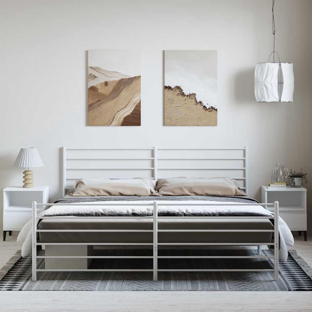 Metalni okvir kreveta uzglavlje i podnožje bijeli 183x213 cm