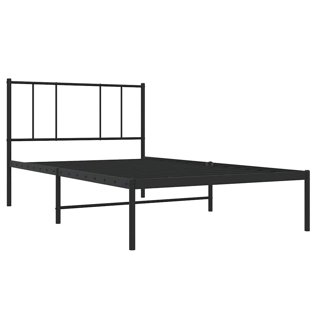 Metalni okvir za krevet s uzglavljem crni 75x190 cm