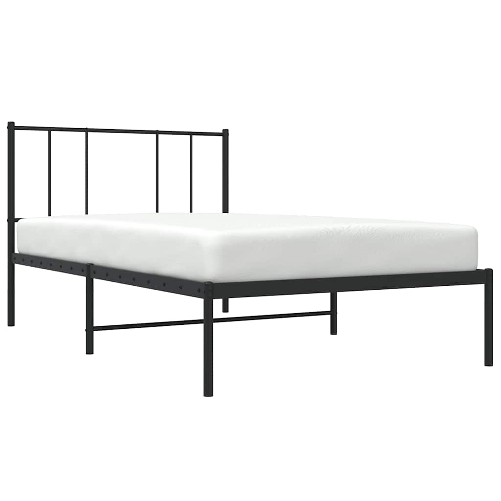 Metalni okvir za krevet s uzglavljem crni 90x190 cm