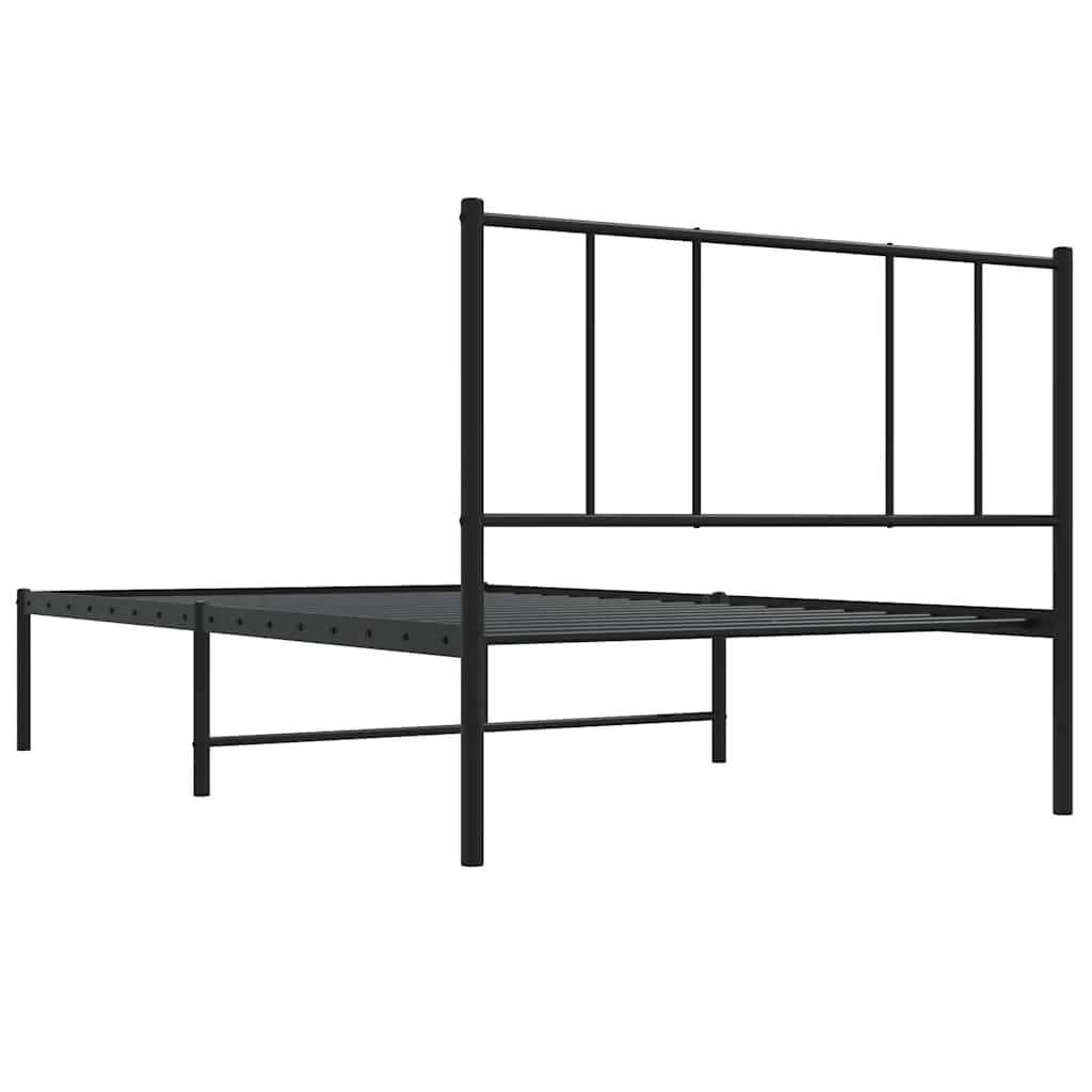 Metalni okvir za krevet s uzglavljem crni 90x190 cm