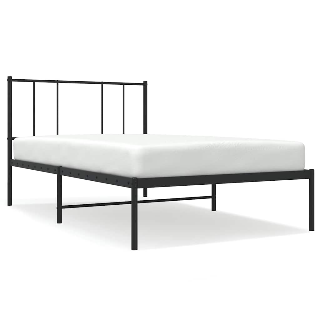 Metalni okvir za krevet s uzglavljem crni 100x190 cm