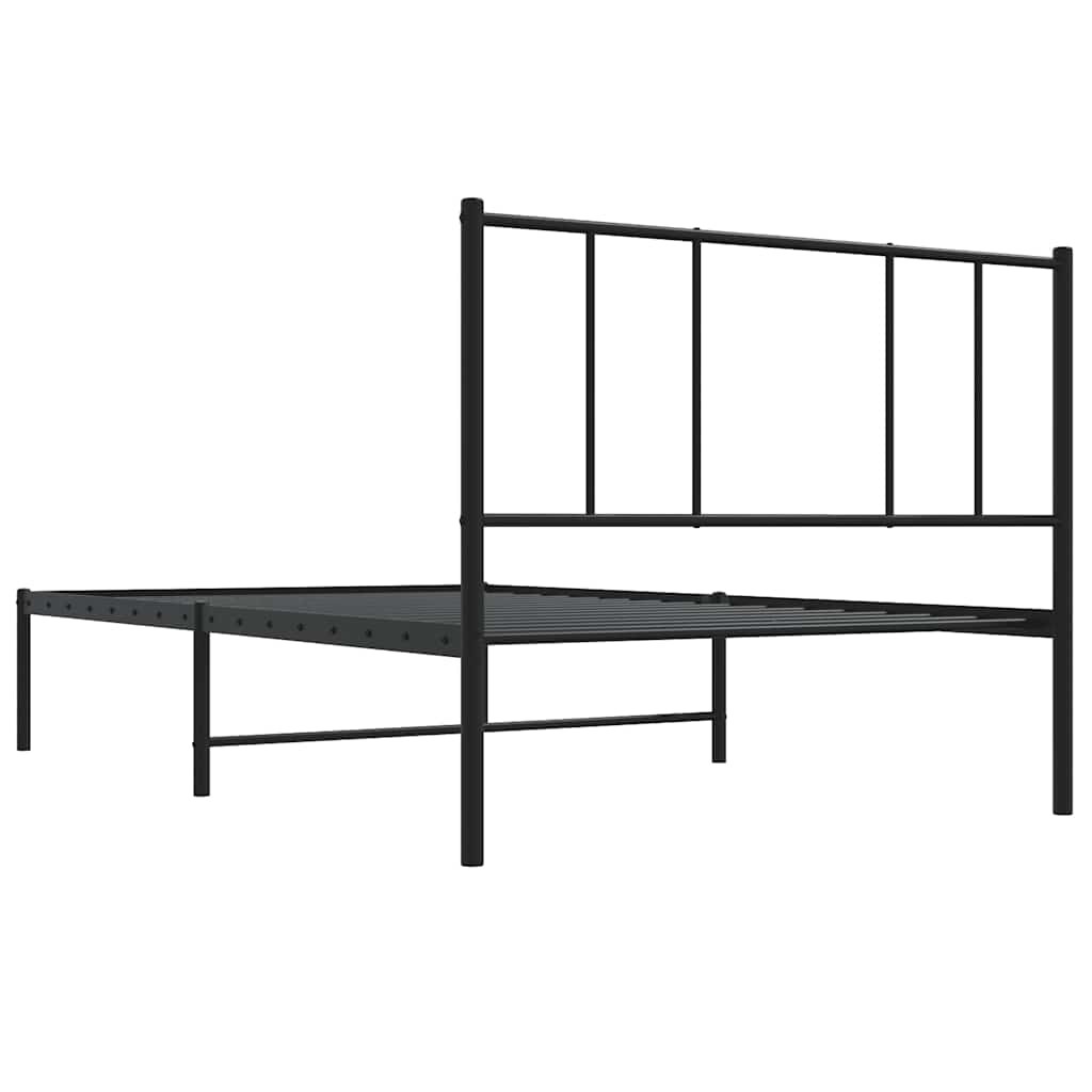 Metalni okvir za krevet s uzglavljem crni 100x190 cm
