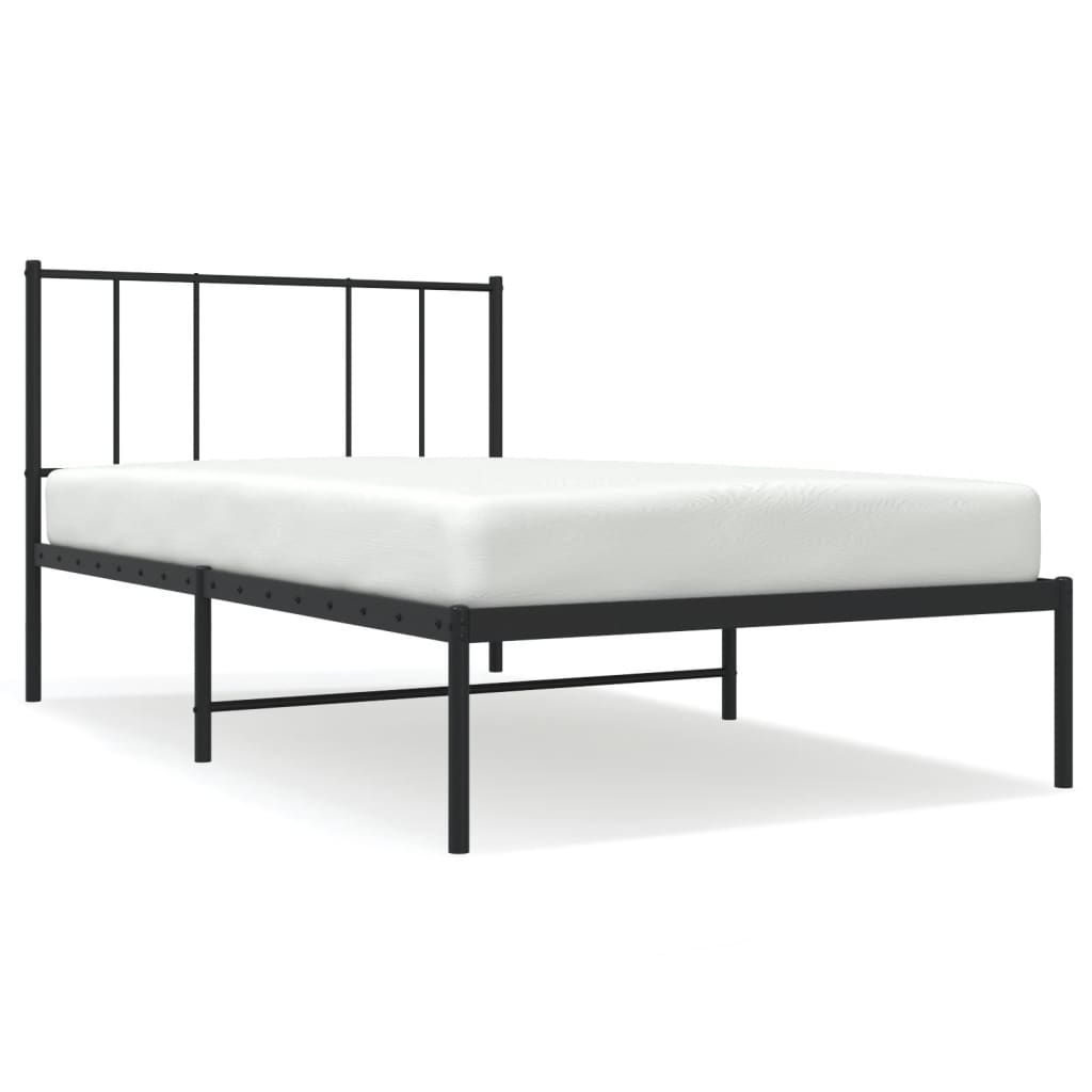 Metalni okvir za krevet s uzglavljem crni 100x200 cm