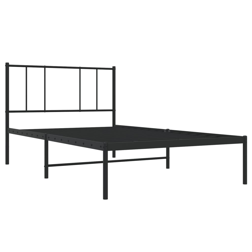 Metalni okvir za krevet s uzglavljem crni 100x200 cm