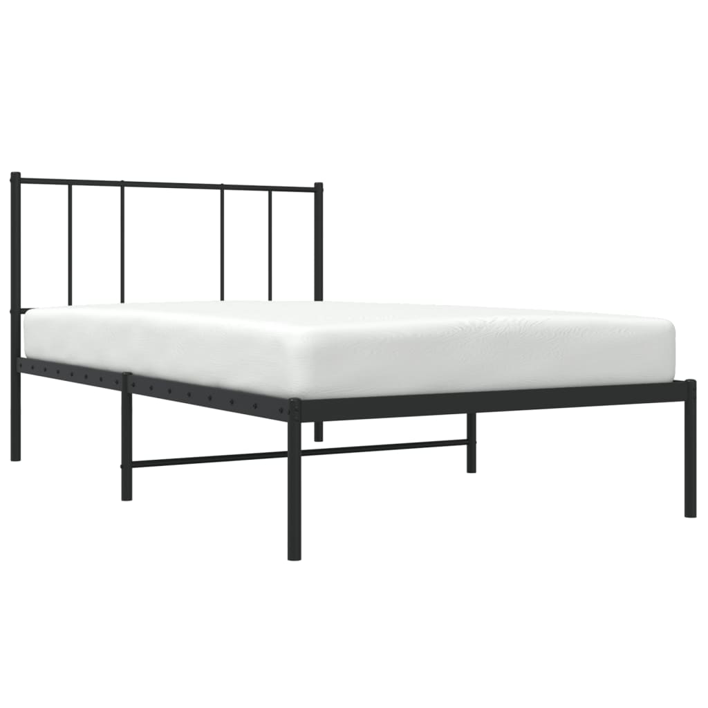 Metalni okvir za krevet s uzglavljem crni 107x203 cm