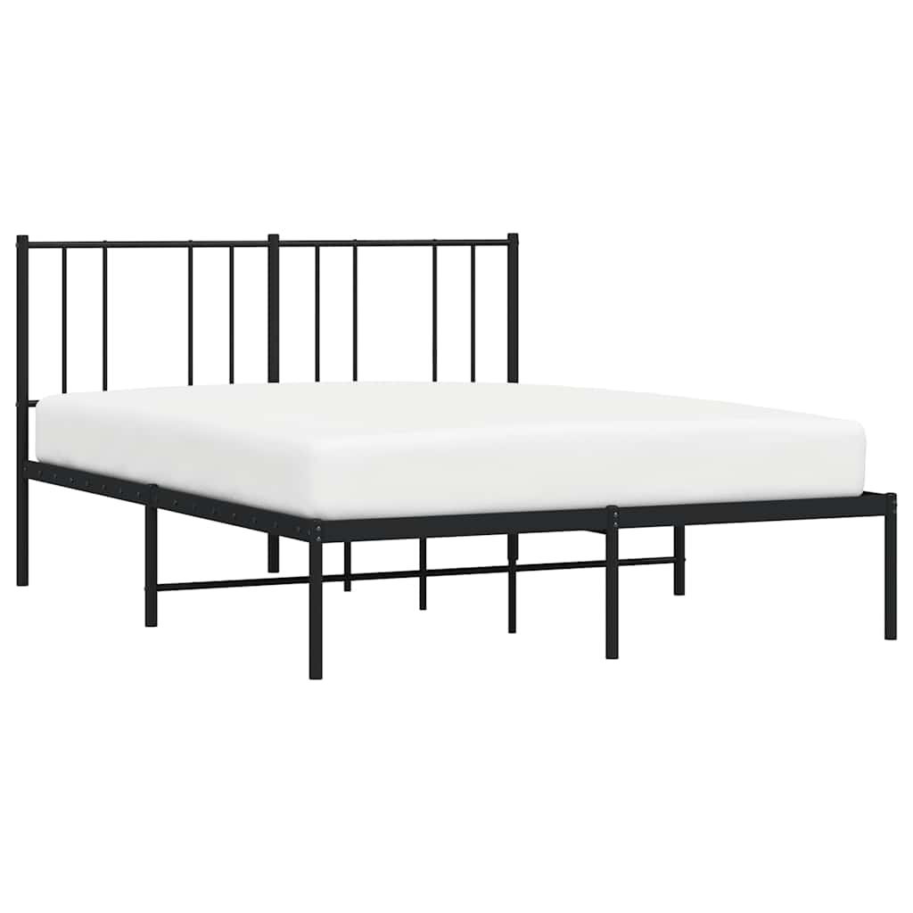 Metalni okvir za krevet s uzglavljem crni 120x190 cm