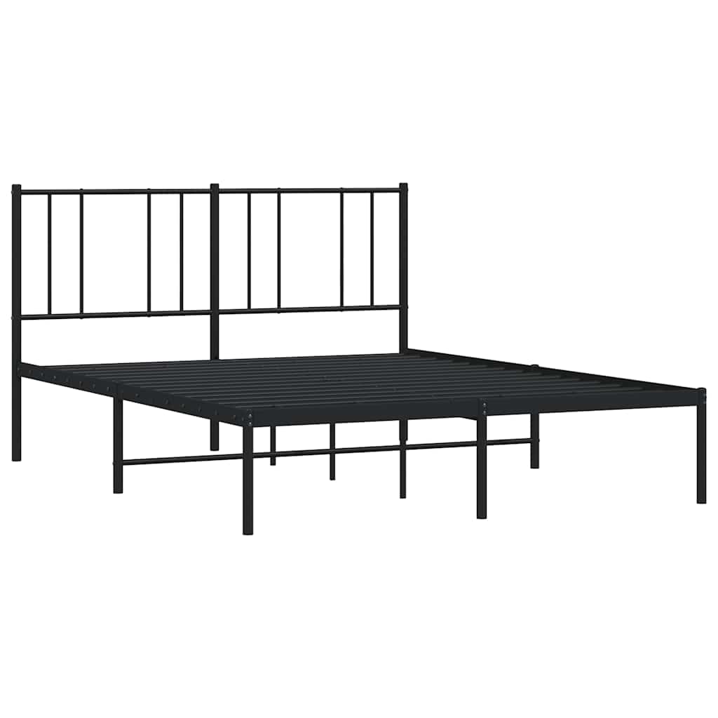 Metalni okvir za krevet s uzglavljem crni 120x200 cm