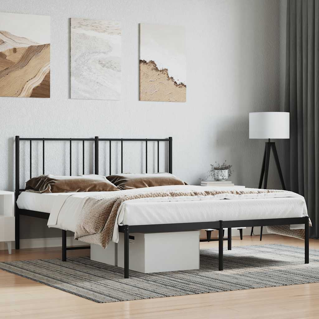 Metalni okvir za krevet s uzglavljem crni 120x200 cm