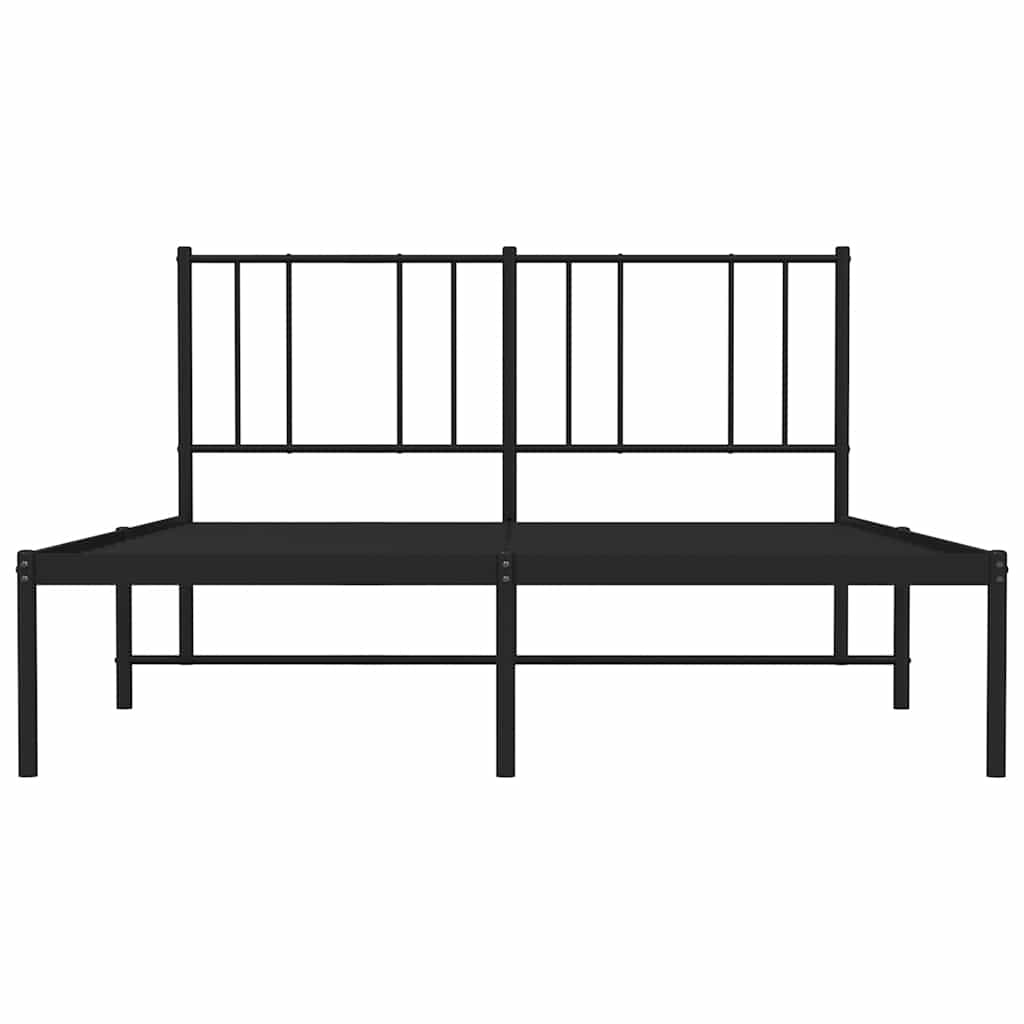 Metalni okvir za krevet s uzglavljem crni 135x190 cm