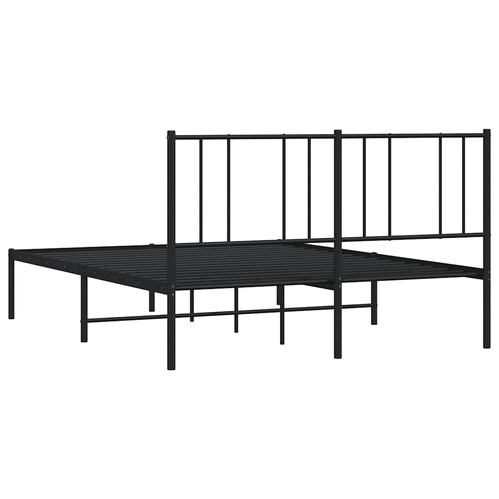 Metalni okvir za krevet s uzglavljem crni 135x190 cm