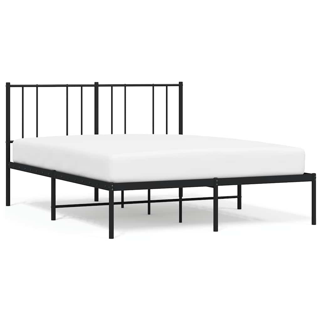 Metalni okvir za krevet s uzglavljem crni 140x190 cm