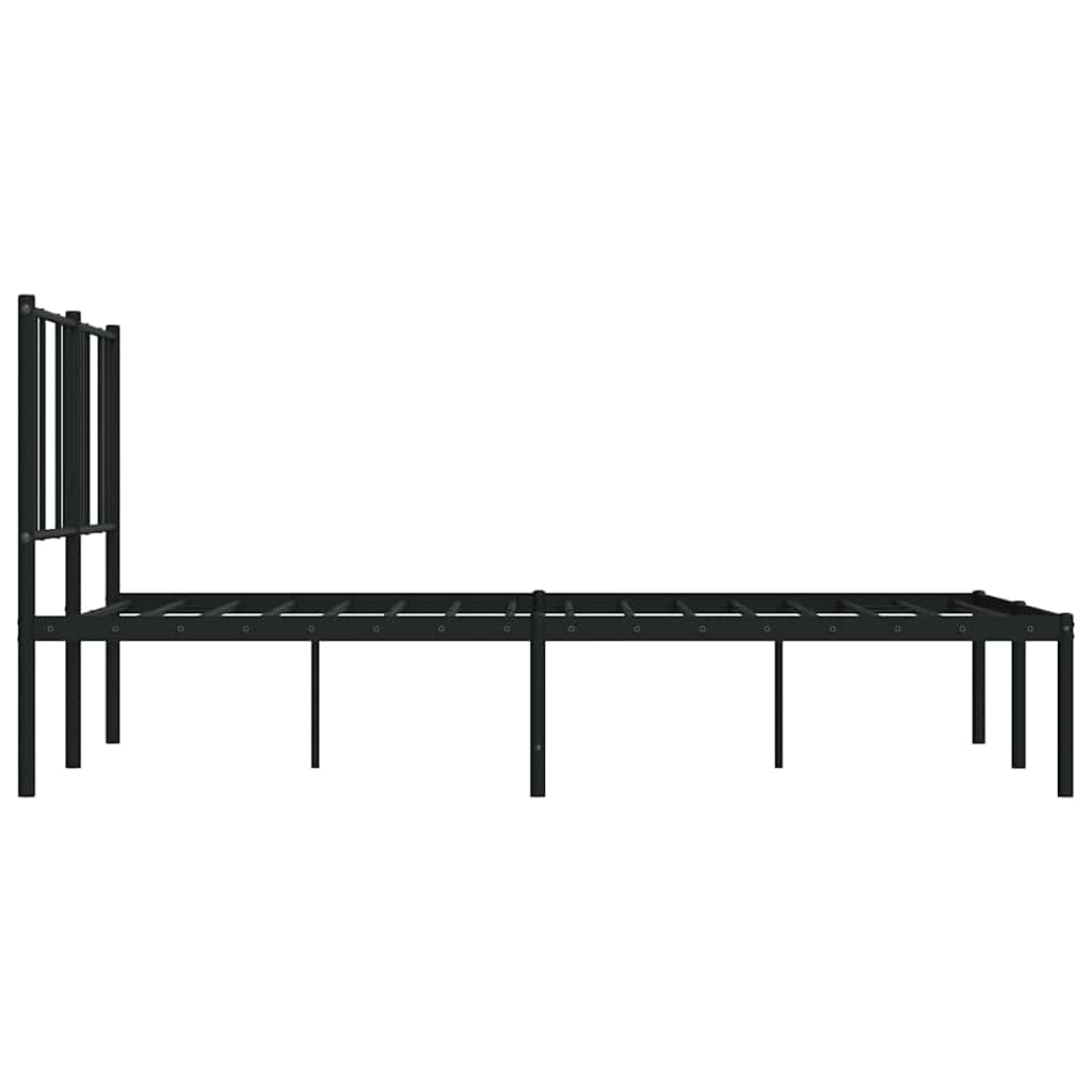 Metalni okvir za krevet s uzglavljem crni 140x190 cm