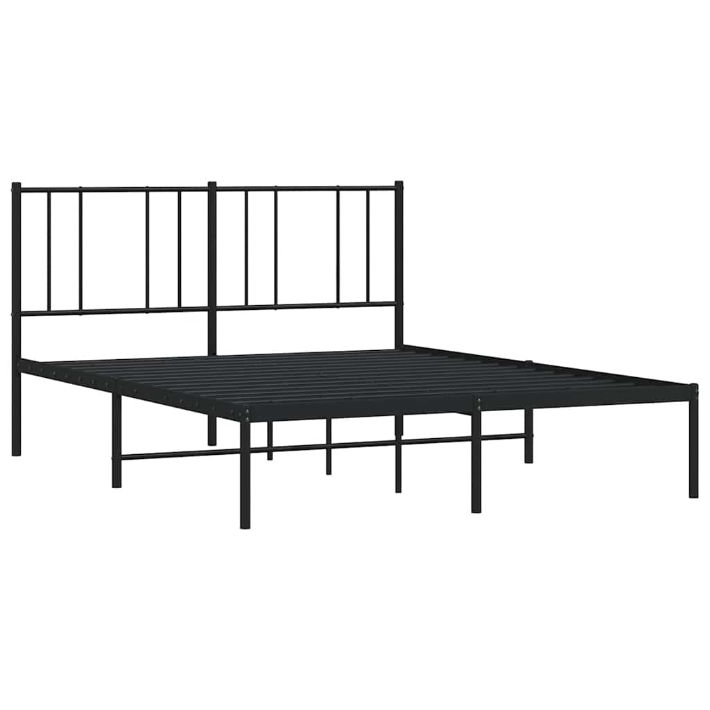 Metalni okvir za krevet s uzglavljem crni 150x200 cm
