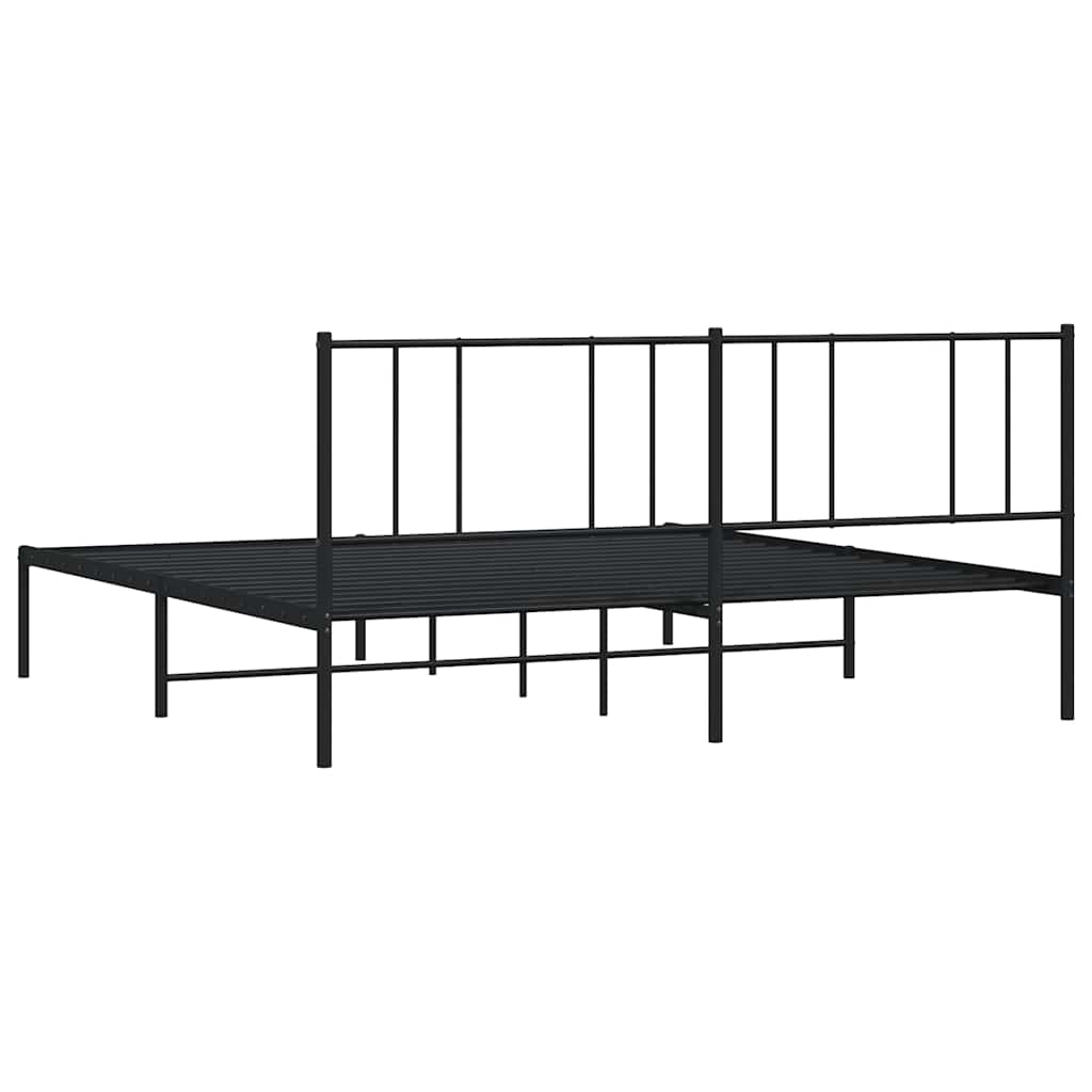 Metalni okvir za krevet s uzglavljem crni 183x213 cm