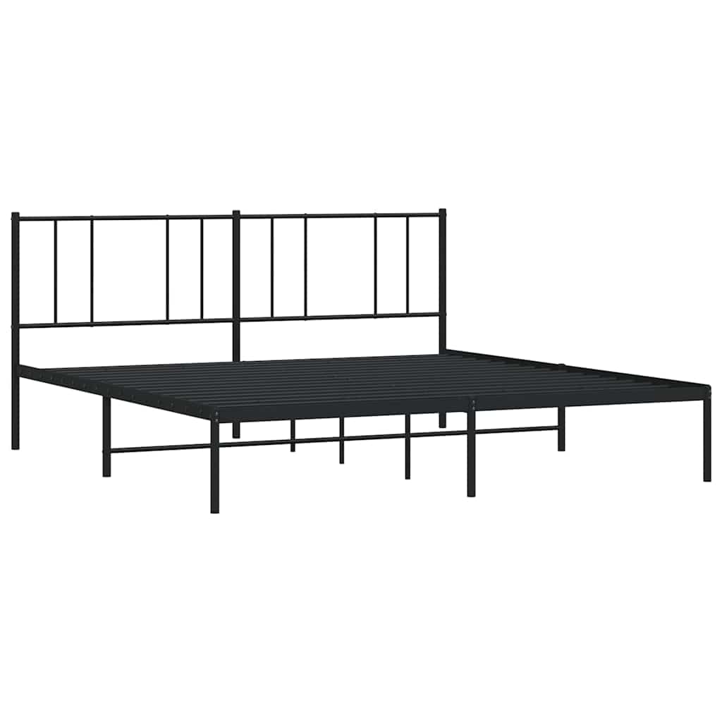 Metalni okvir za krevet s uzglavljem crni 200x200 cm