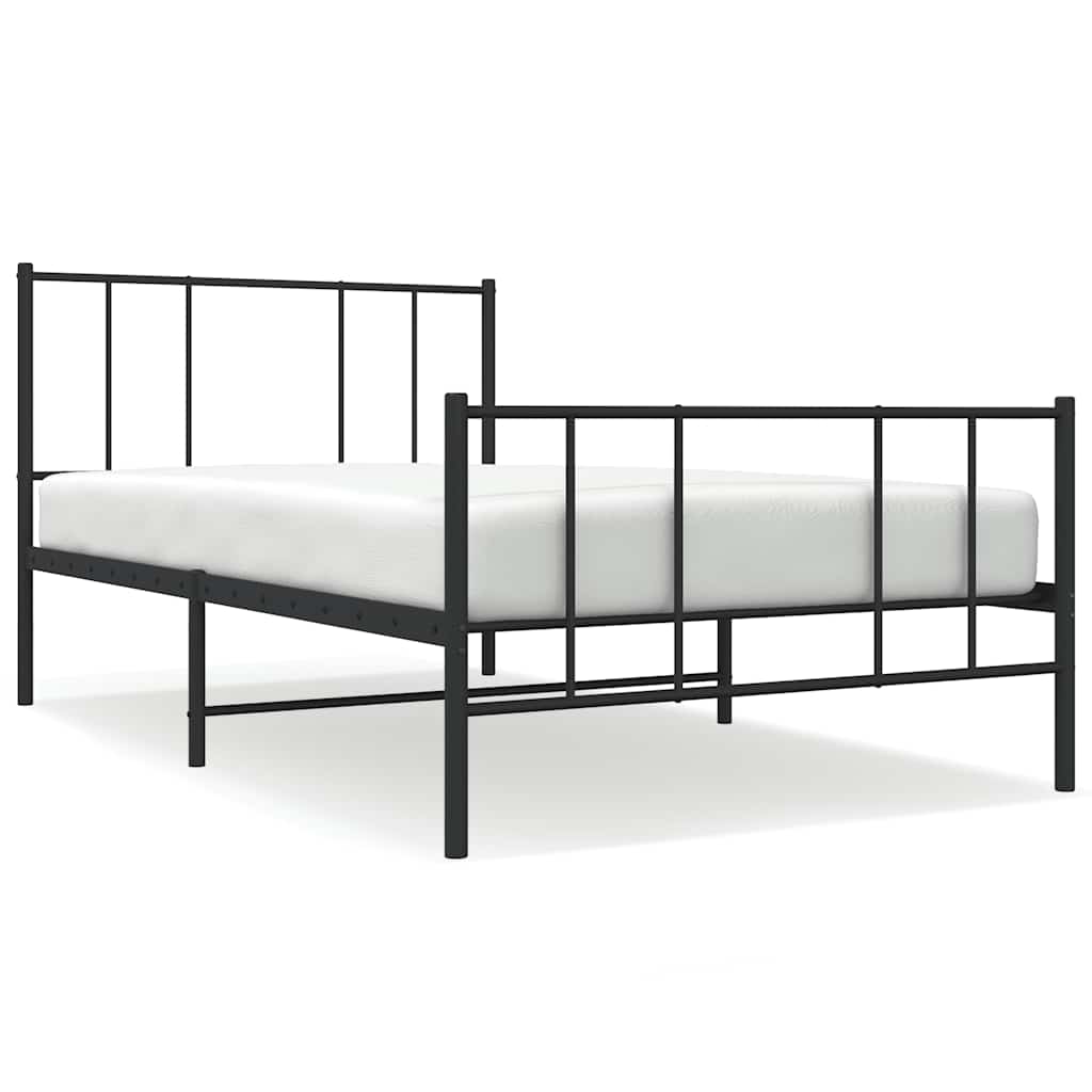 Metalni okvir kreveta uzglavlje i podnožje crni 75x190 cm