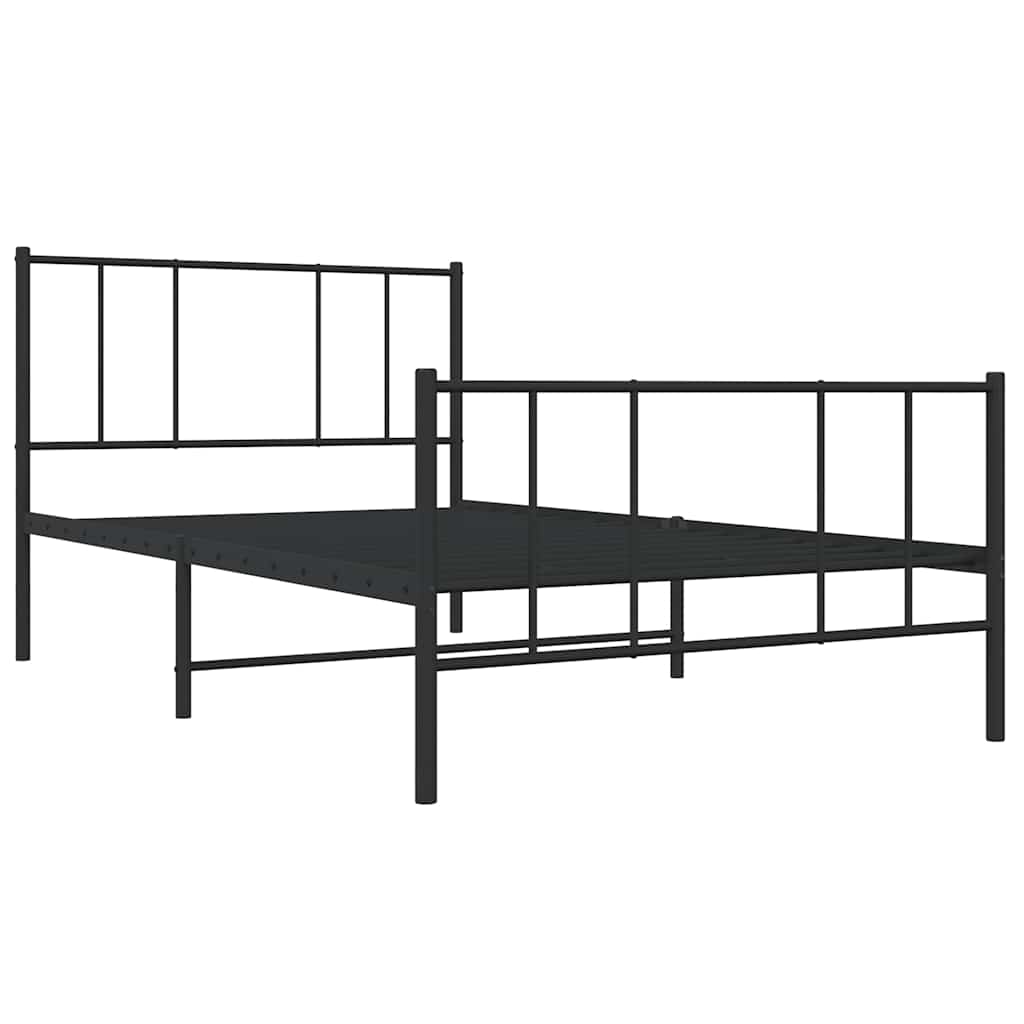 Metalni okvir kreveta uzglavlje i podnožje crni 75x190 cm