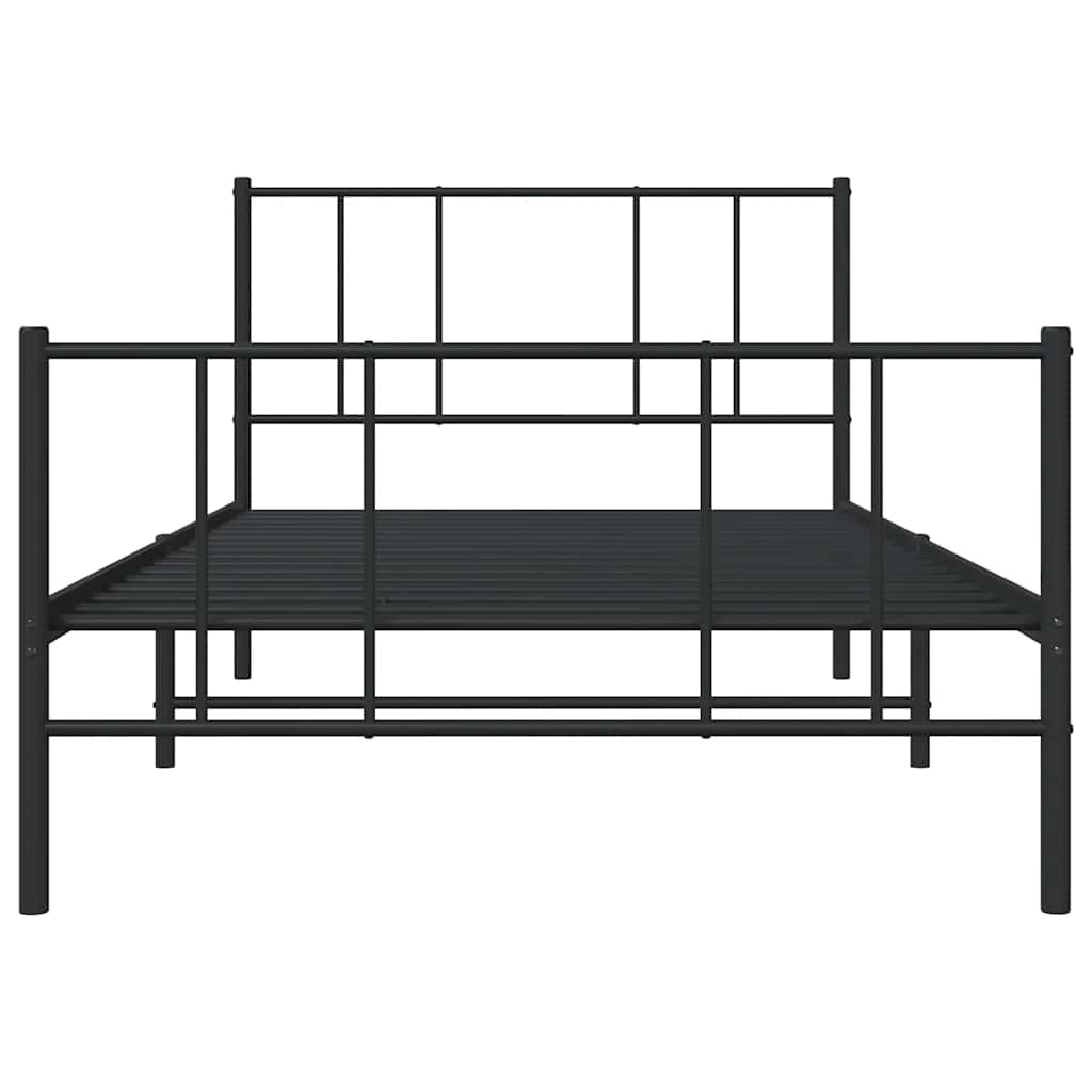 Metalni okvir kreveta uzglavlje i podnožje crni 80x200 cm