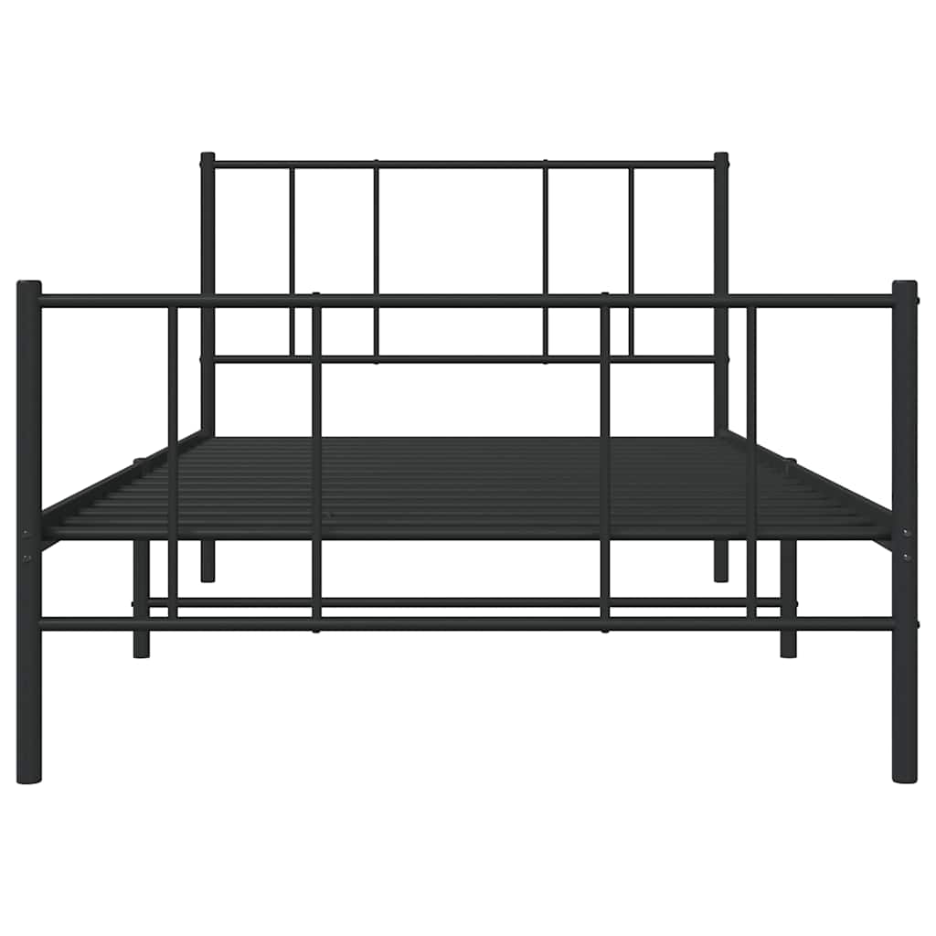 Metalni okvir kreveta uzglavlje i podnožje crni 90x190 cm