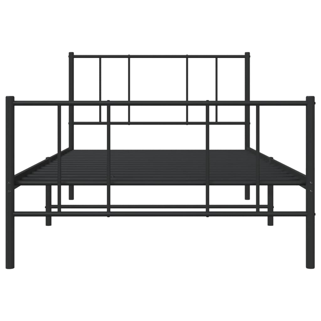 Metalni okvir kreveta uzglavlje i podnožje crni 100x200 cm